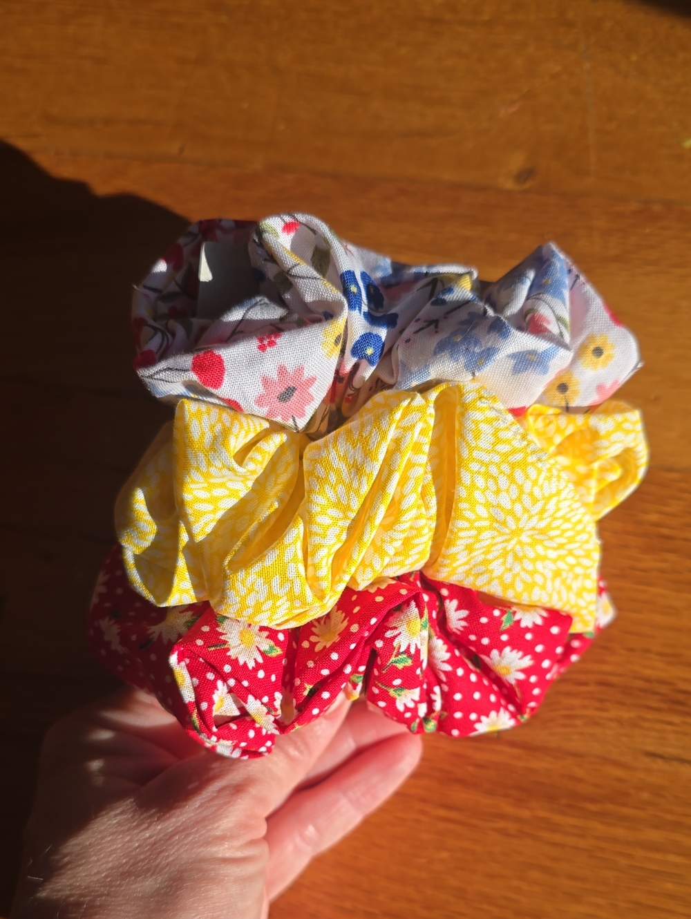 Floral Scrunchie Set - Yellow, Red, White